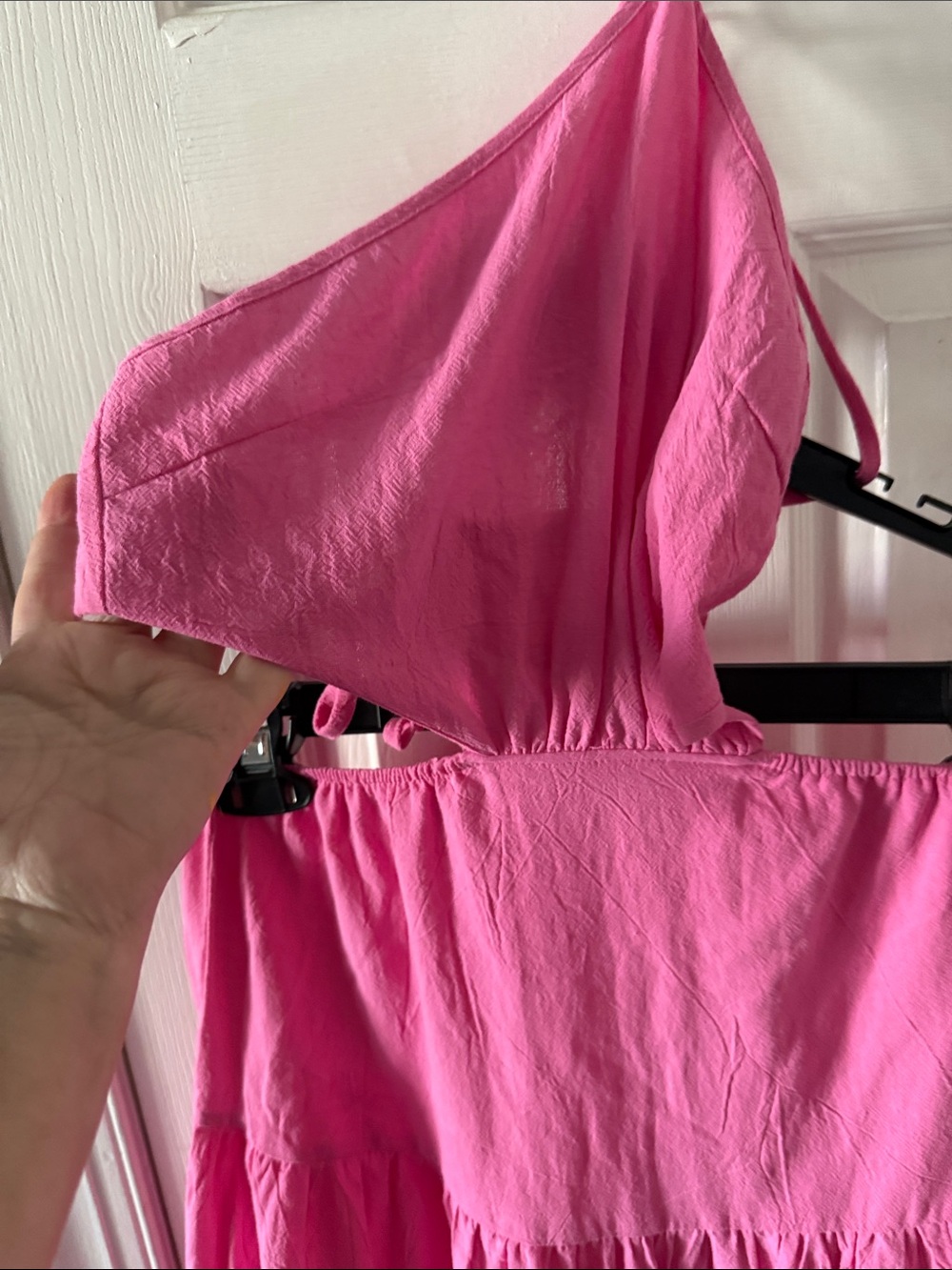 SHEIN Hot Pink Backless Halter Tiered Midi Dress - Picture 4 of 10